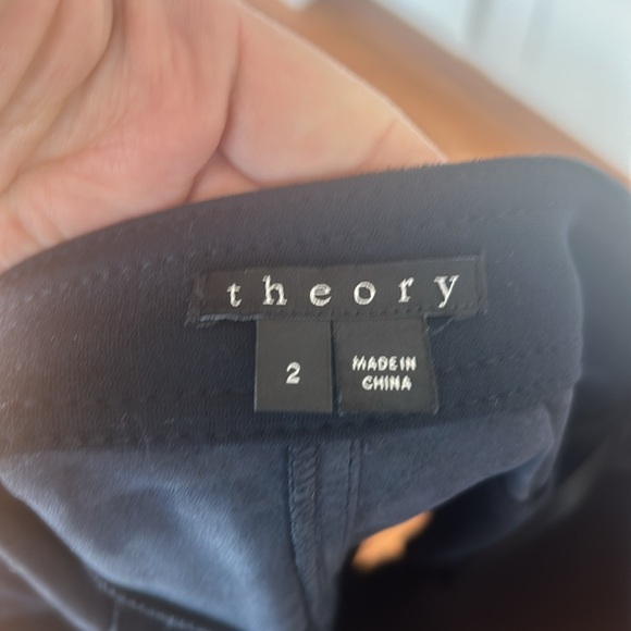 Theory Slyn Fixture Button-Front Ponte Skirt, Navy - Picture 7 of 9